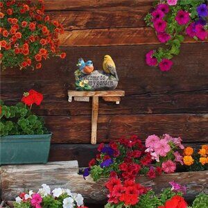Bird Garden Decor, Welcome Sign Sculptures Statues for Yard Decorations